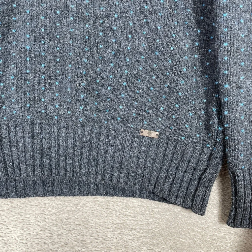 Timberland Sweater Mens Medium Gray Blue Fair Isle Lambswool Crewneck